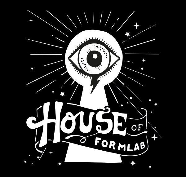 House of Formlab – a keyhole with an all-seeing eye, surrounded by light rays and stars