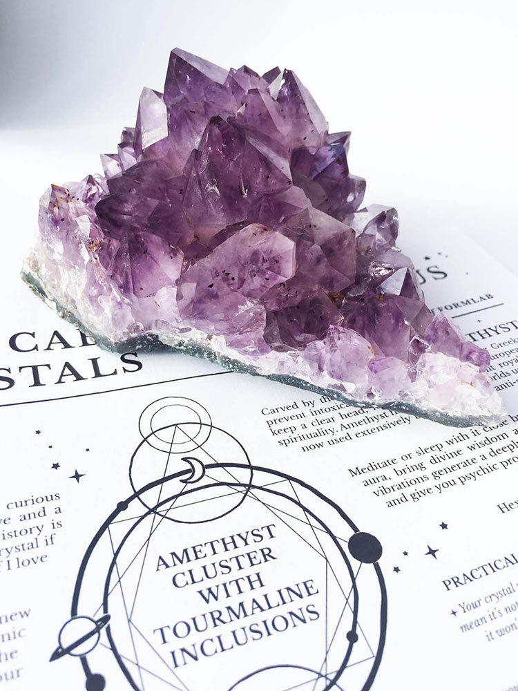 Amethyst Cluster with Black Tourmaline 