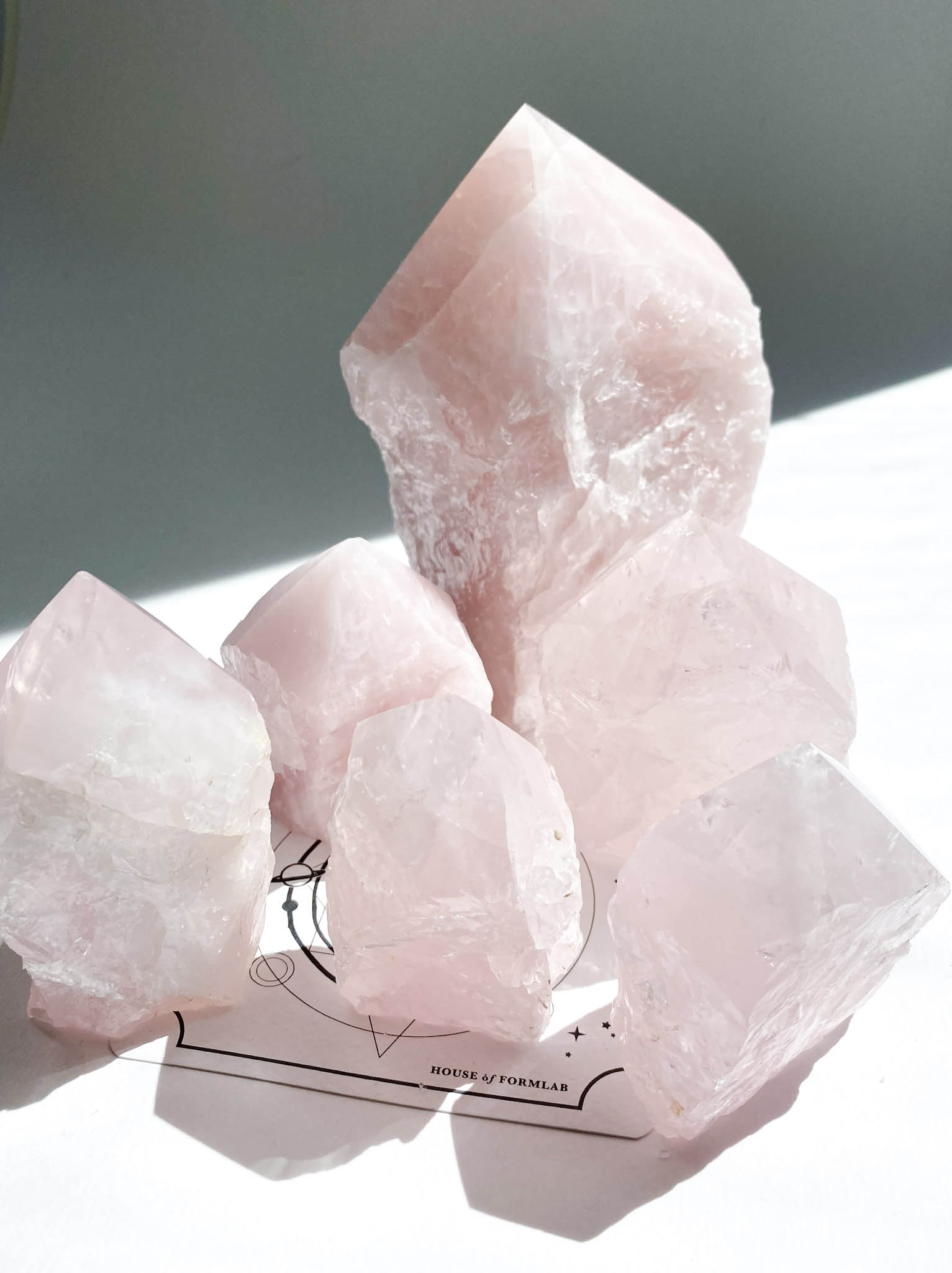 raw rose quartz point