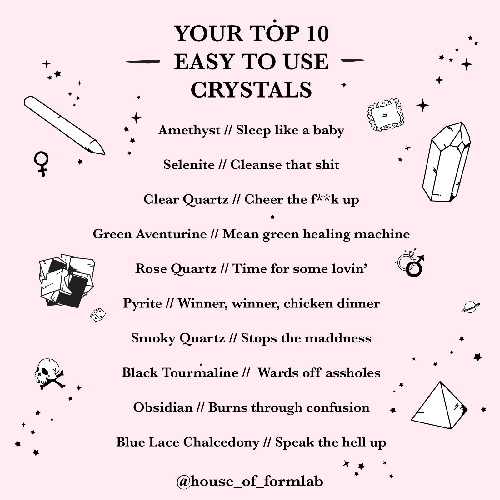 Top 10 Crystals for Beginners House of Formlab