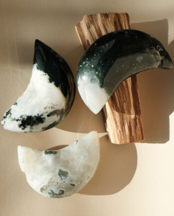 House of Formlab Moss Agate Crescent Moons