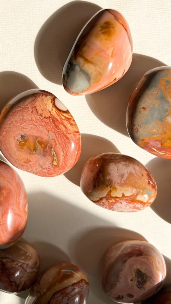 Pink Polychrome Jasper Meditation Stones 5