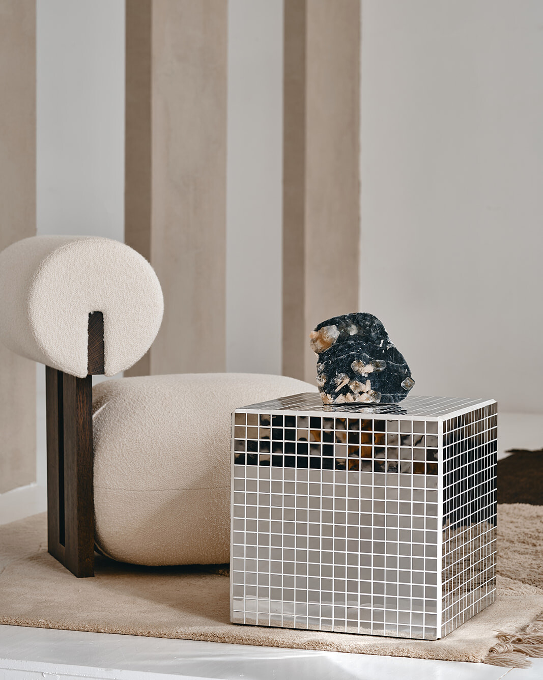 Black Druzy Chalcedony with Apophyllite Statement Piece