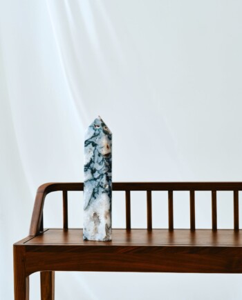 Moss Agate XL Tower with Druzy Quartz